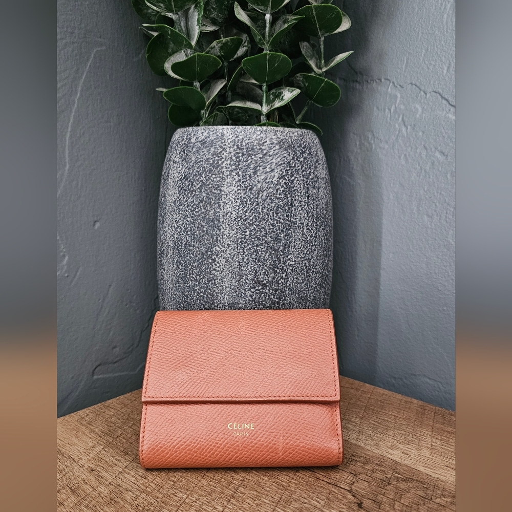 Celine Coral Pink Leather Wallet